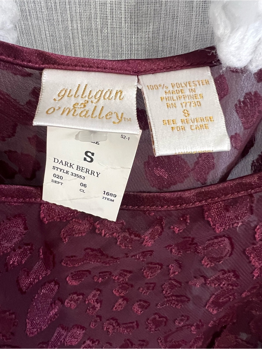 Gillian & O’Malley Burgundy Sheer Leopard Print Cami & shorts - Picture 4 of 5